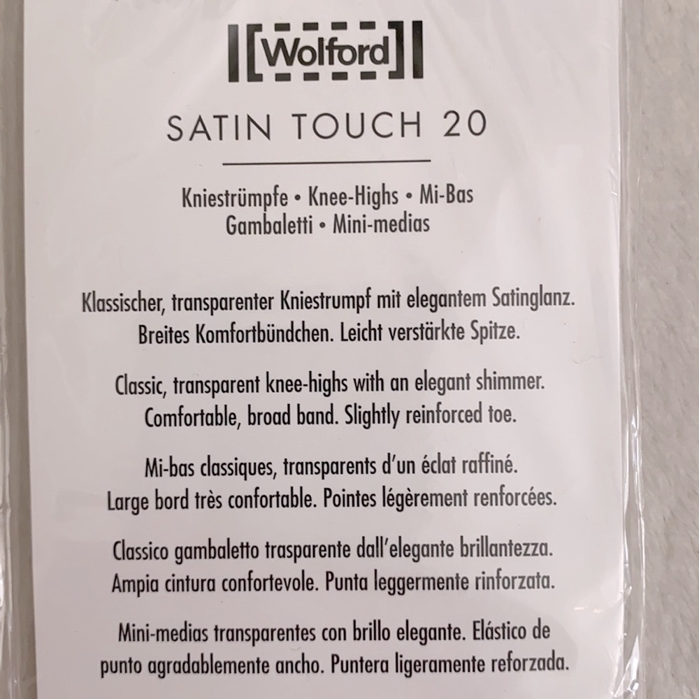 {NWT} Wolford | Satin Touch 20 Knee-Highs Socks 312 06 Cosmetic (M 8-9.5) - Picture 7 of 10